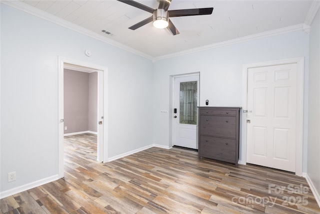 2005 Douglas Rd, Lancaster, SC 28720 - empty room with visible vents, baseboards, light wood-style floors, and a ceiling fan