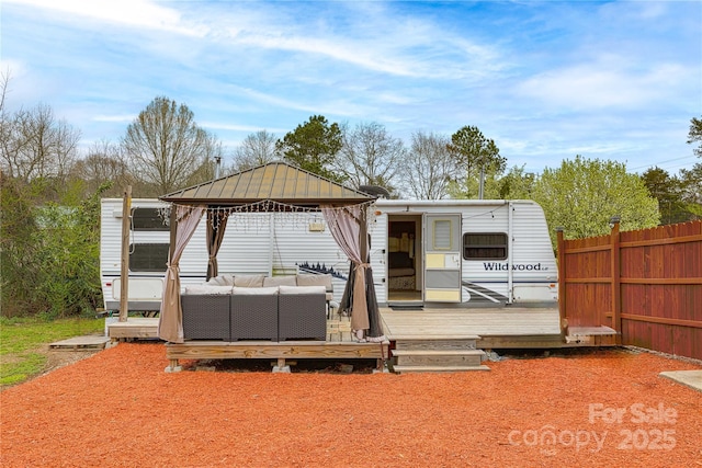 2005 Douglas Rd, Lancaster, SC 28720 - exterior space featuring a gazebo, fence, and an outdoor hangout area