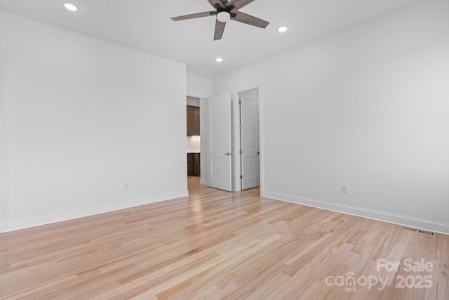 4227 Holly Cir NE, Conover, NC 28613 - spare room featuring ceiling fan, light wood finished floors, recessed lighting, baseboards, and visible vents