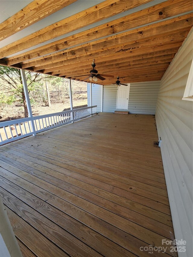 deck featuring ceiling fan