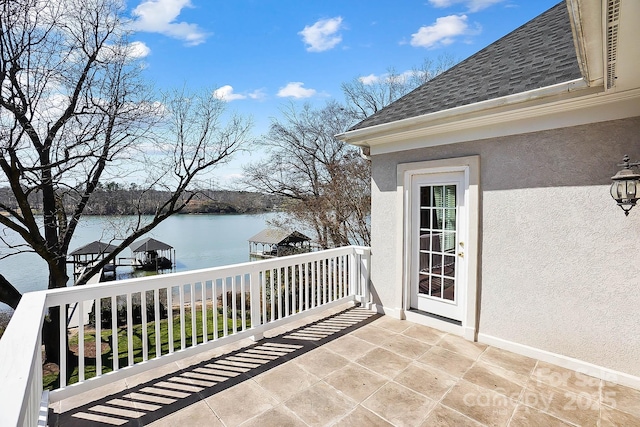 balcony with a water view