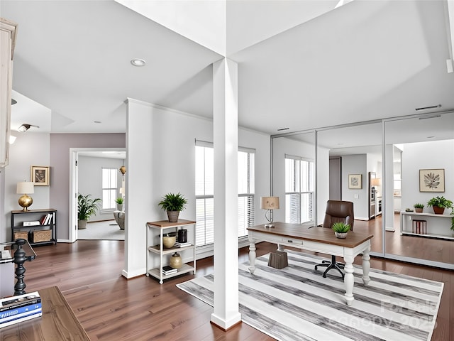 6200 Summertree Ln, Charlotte, NC 28226 - home office featuring wood finished floors, recessed lighting, and baseboards