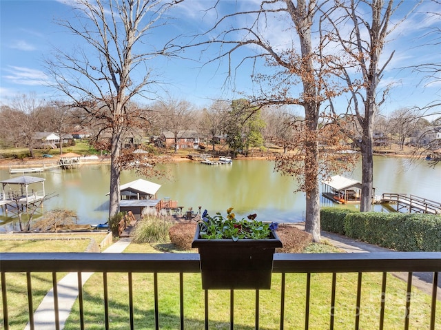 view of water feature featuring a dock