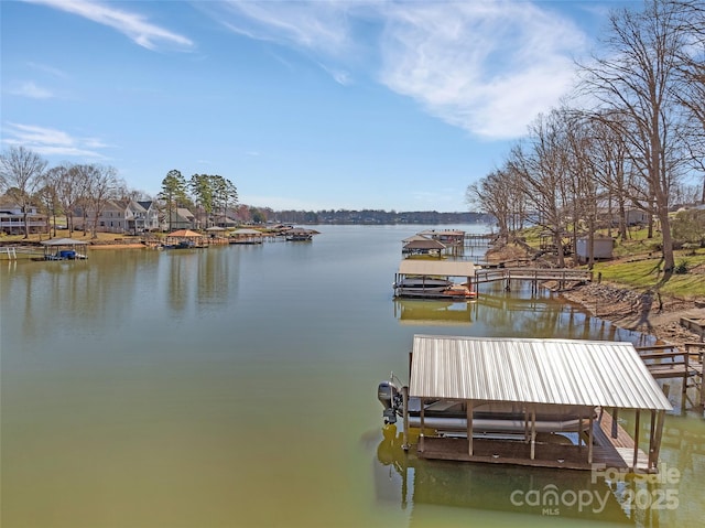 view of dock featuring a water view