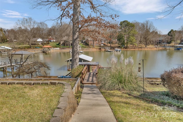 view of dock featuring a water view