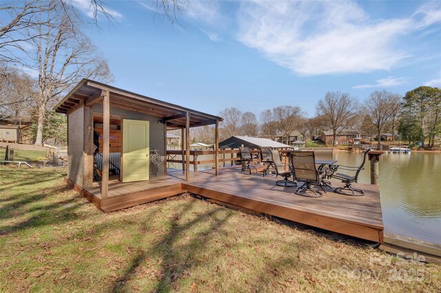 deck featuring a lawn