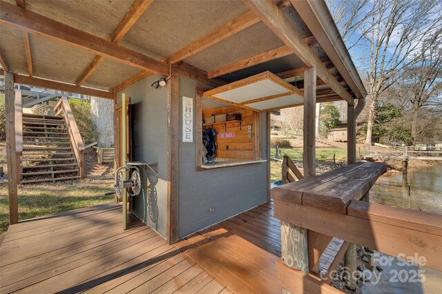 wooden terrace with stairs
