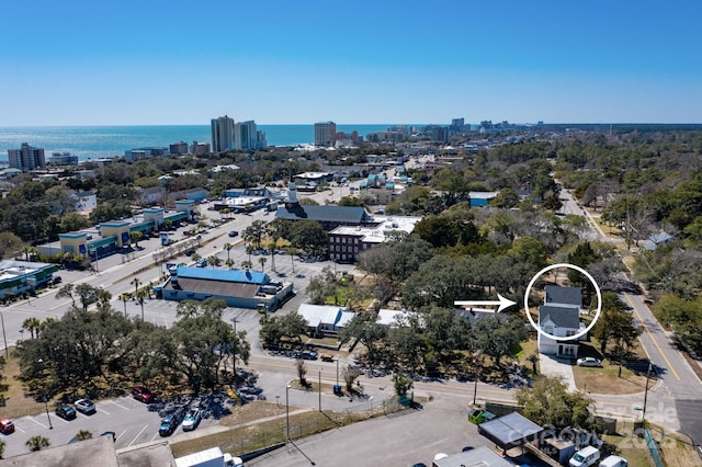 drone / aerial view with a view of city