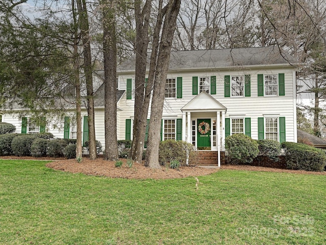 colonial house with a front lawn