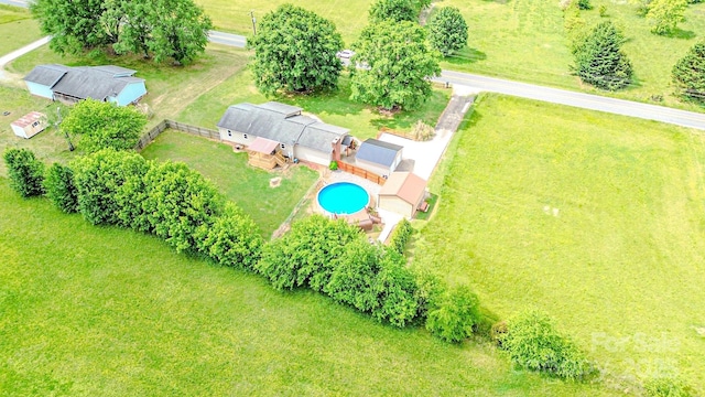 aerial view featuring a rural view