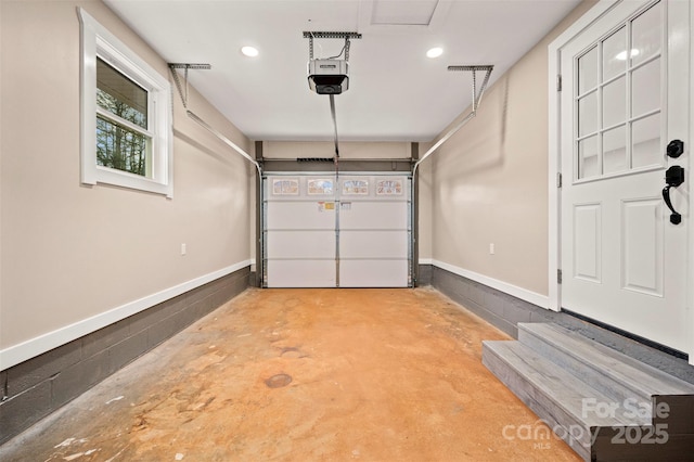 garage featuring recessed lighting