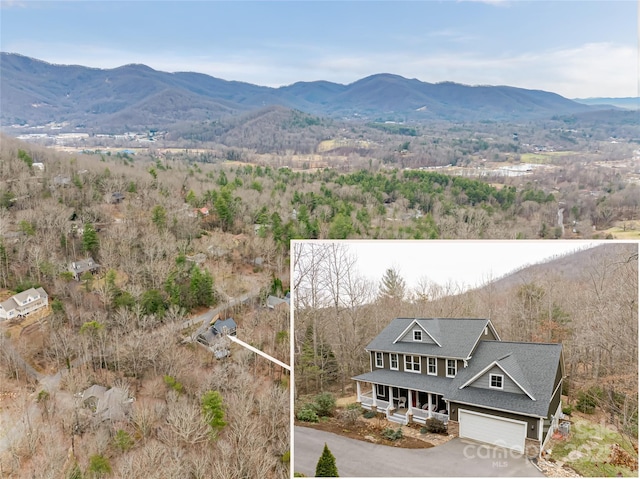 drone / aerial view with a mountain view