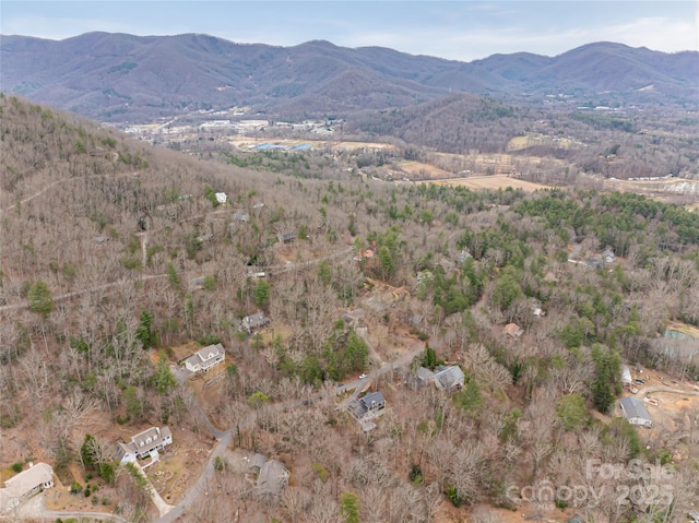 drone / aerial view with a mountain view