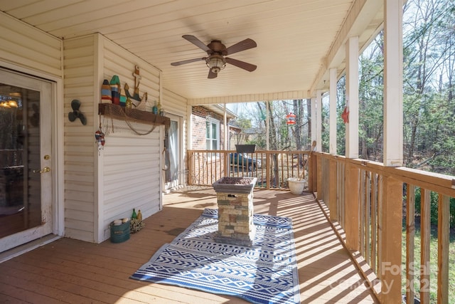 deck with a ceiling fan