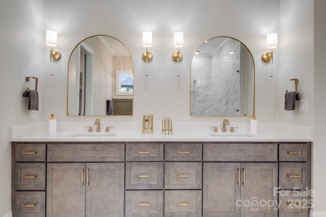 4354 Persimmon Rd, Lancaster, SC 29720 - full bath with a sink, walk in shower, and double vanity