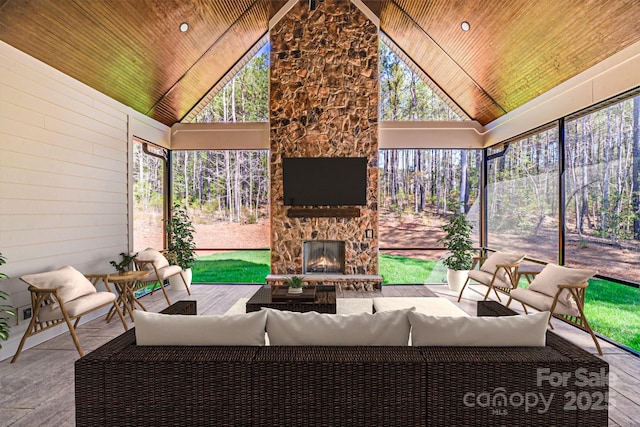 4354 Persimmon Rd, Lancaster, SC 29720 - sunroom featuring an outdoor living space with a fireplace