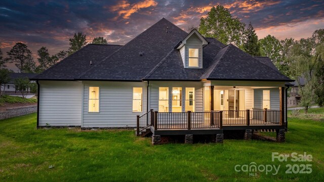 3732 Whitney Dr NE, Hickory, NC 28601 - rear view of house with a yard, a wooden deck, and a shingled roof