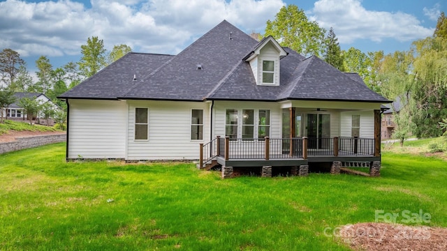 3732 Whitney Dr NE, Hickory, NC 28601 - back of house with a wooden deck, a yard, and roof with shingles