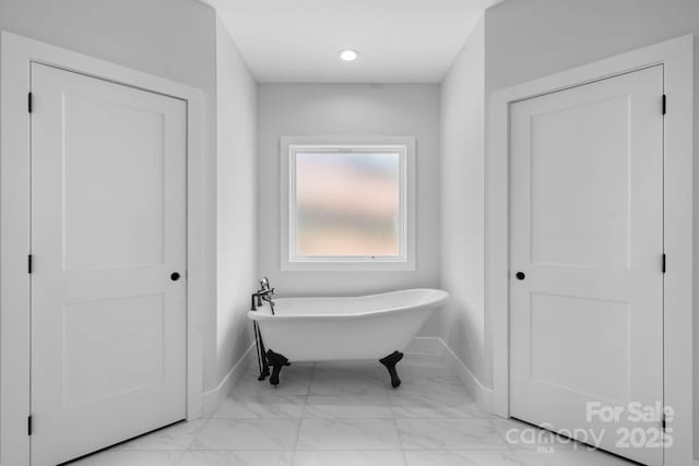 3732 Whitney Dr NE, Hickory, NC 28601 - full bath with marble look tile flooring and a freestanding bath