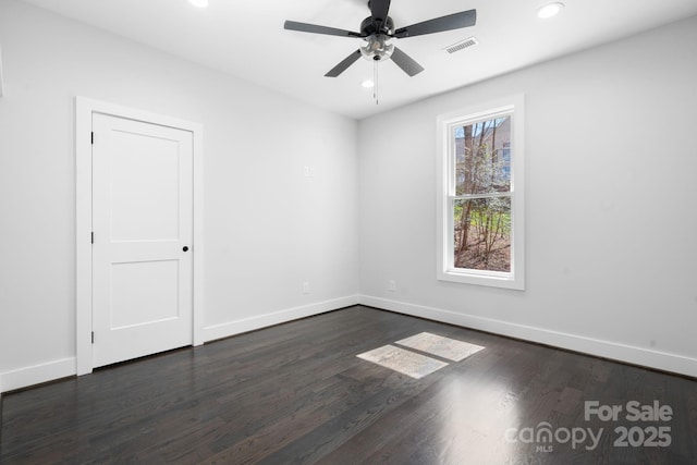 3732 Whitney Dr NE, Hickory, NC 28601 - empty room with recessed lighting, dark wood finished floors, and ceiling fan