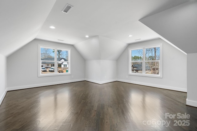 3732 Whitney Dr NE, Hickory, NC 28601 - additional living space featuring dark wood-style flooring, lofted ceiling, and recessed lighting