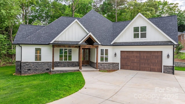3732 Whitney Dr NE, Hickory, NC 28601 - modern inspired farmhouse featuring board and batten siding, driveway, stone siding, and a porch