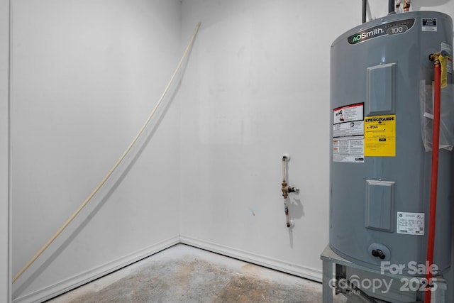 utility room with water heater