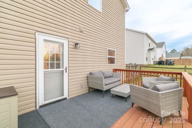 wooden deck featuring fence