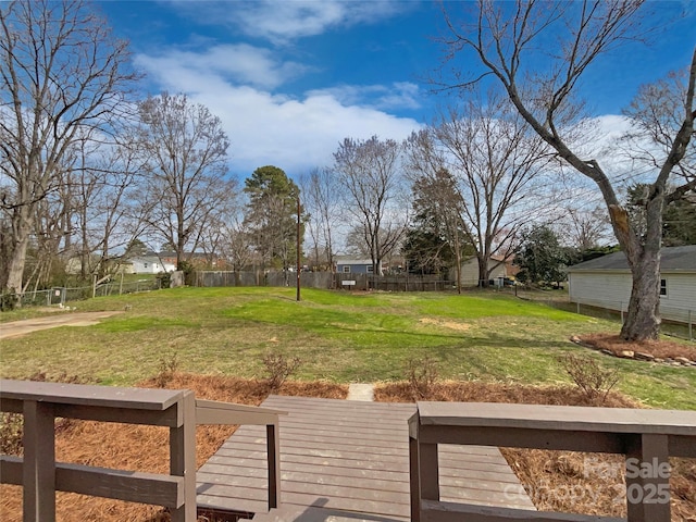 view of yard featuring fence