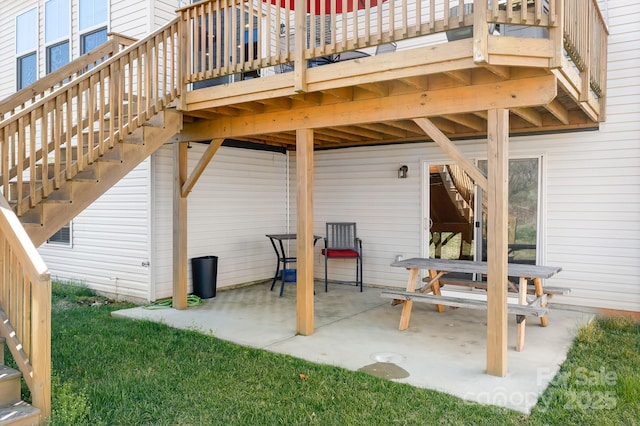view of patio with stairway