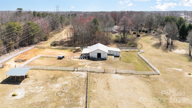 bird's eye view with a rural view