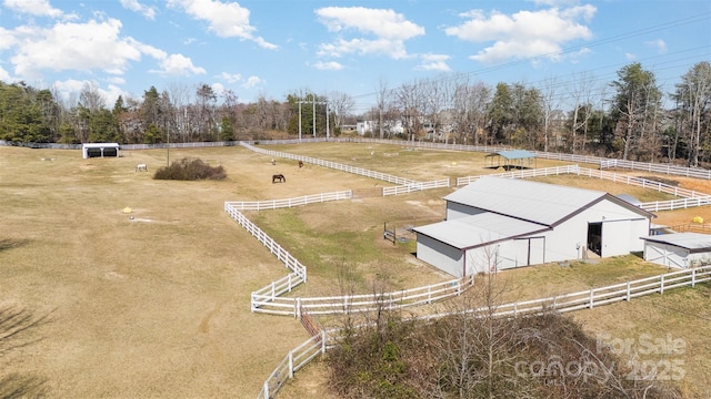 drone / aerial view with a rural view