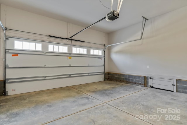 garage with a garage door opener