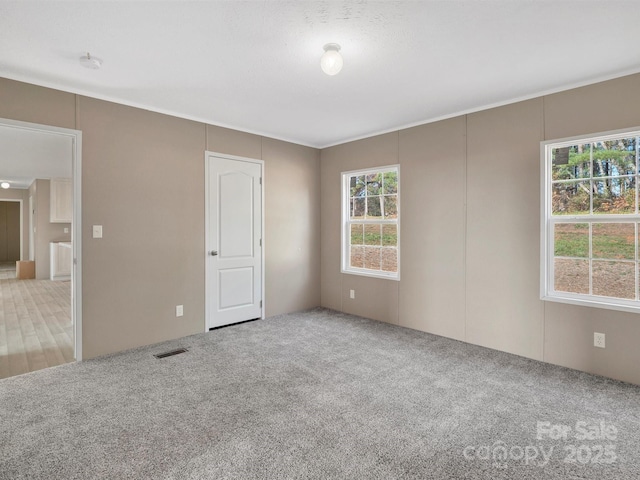 unfurnished bedroom with carpet and visible vents