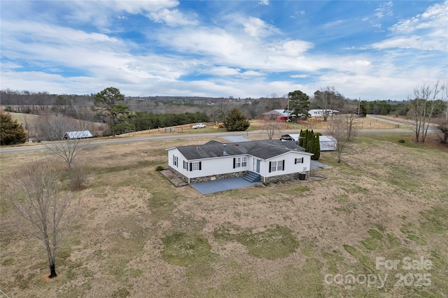 aerial view with a rural view