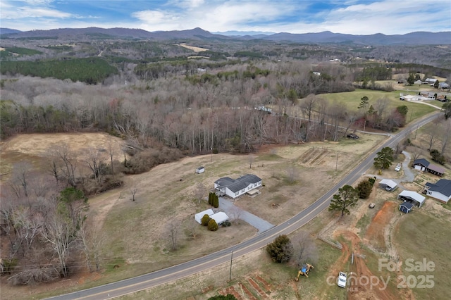 bird's eye view featuring a mountain view