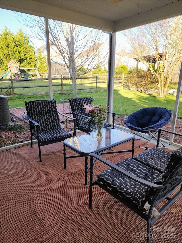 3500 Exbury Gardens Dr, Waxhaw, NC 28173 - view of patio with fence, cooling unit, and a playground