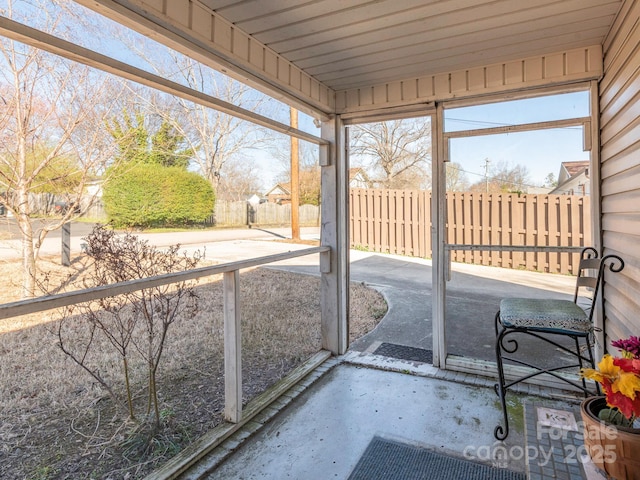 view of unfurnished sunroom