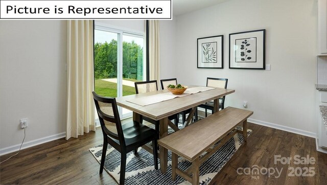 dining room featuring baseboards and dark wood-style flooring