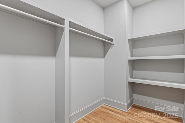 spacious closet with wood finished floors