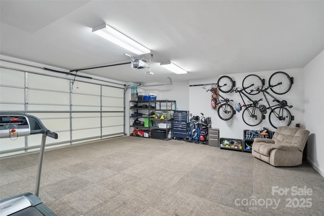 garage with a garage door opener