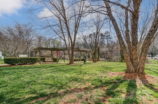 view of yard featuring a pergola