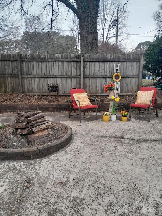 view of yard with a patio area and a fenced backyard