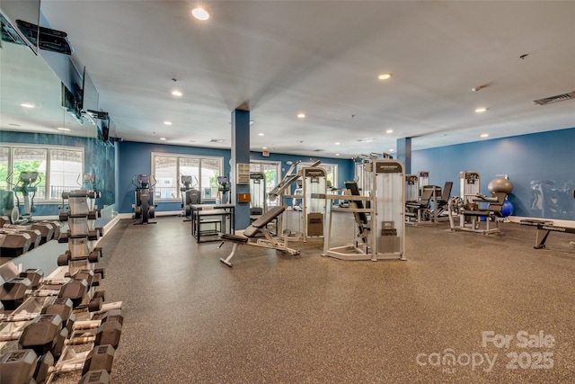 17436 Langston Dr, Charlotte, NC 28278 - exercise room with recessed lighting and baseboards