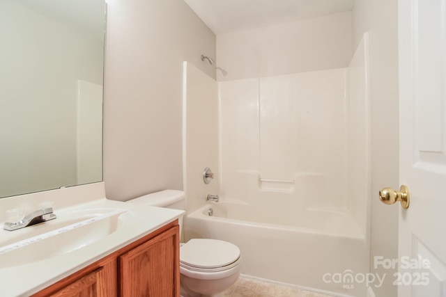 full bathroom with vanity, shower / bathing tub combination, and toilet