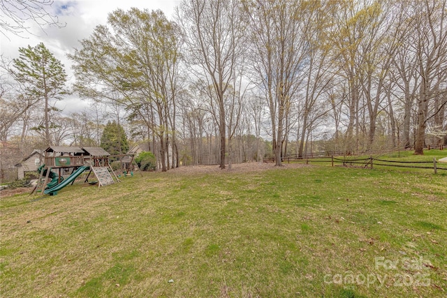 view of yard featuring a playground
