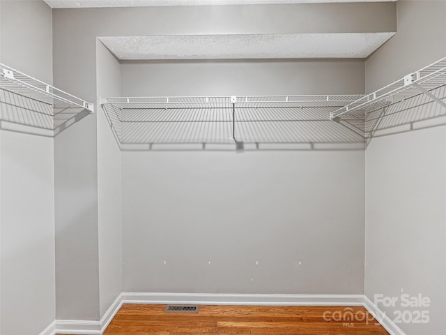 spacious closet with visible vents and wood finished floors