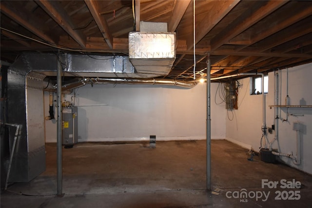 basement with water heater