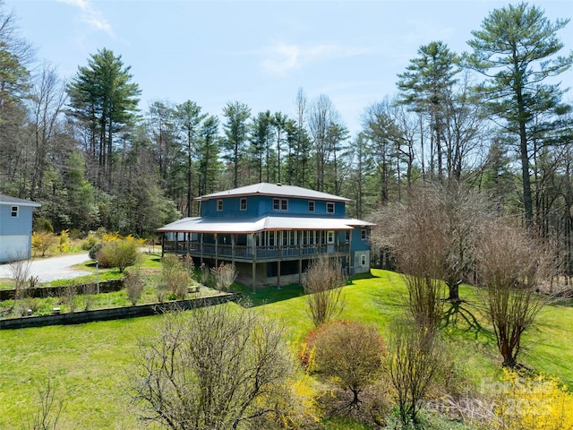 140 Hangin Dog Ln, Lake Toxaway, NC 28747 - back of house with a yard and a wooden deck