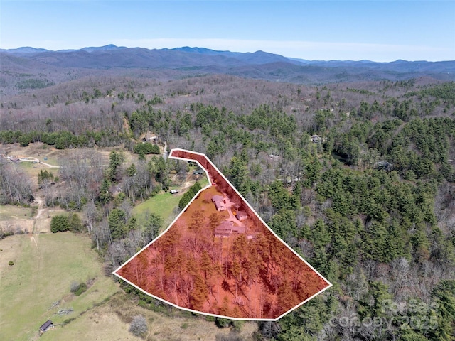 140 Hangin Dog Ln, Lake Toxaway, NC 28747 - bird's eye view featuring a mountain view and a forest view